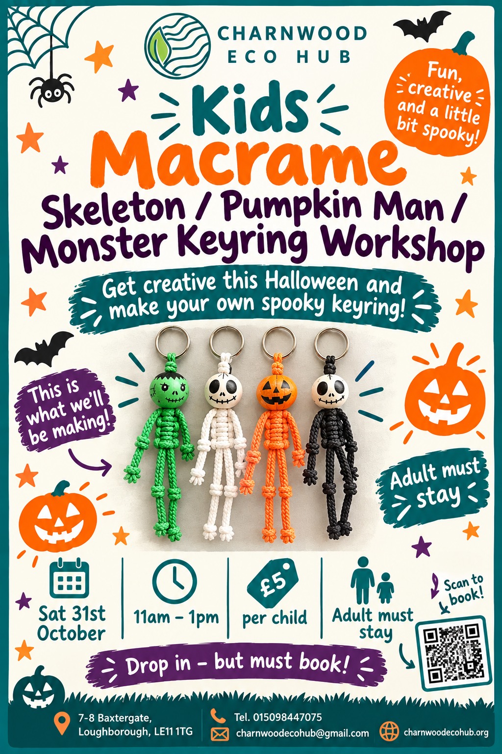 Kids' Halloween Macrame Monster Keyring Workshop