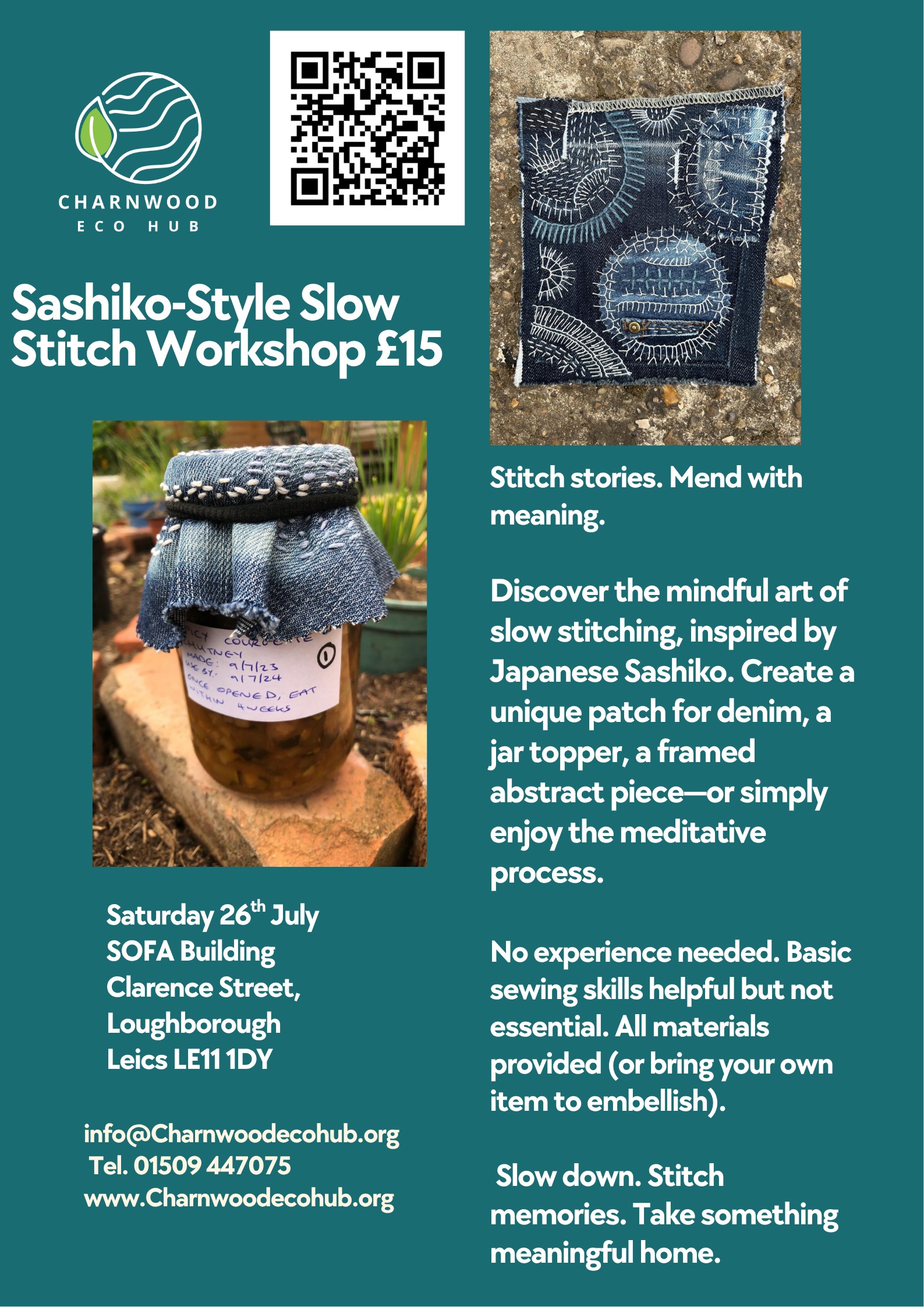 Sashiko-Style Slow Stitch Workshop poster