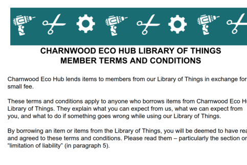 Charnwood Eco Hub Library of Things Terms and Conditions