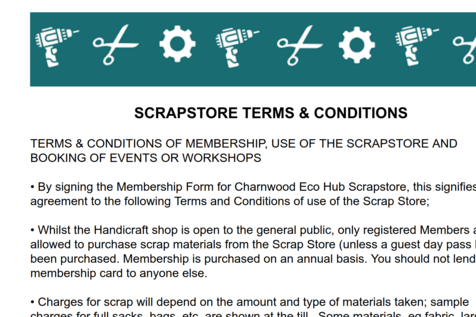 Charnwood Eco Hub Scrapstore Terms and Conditions